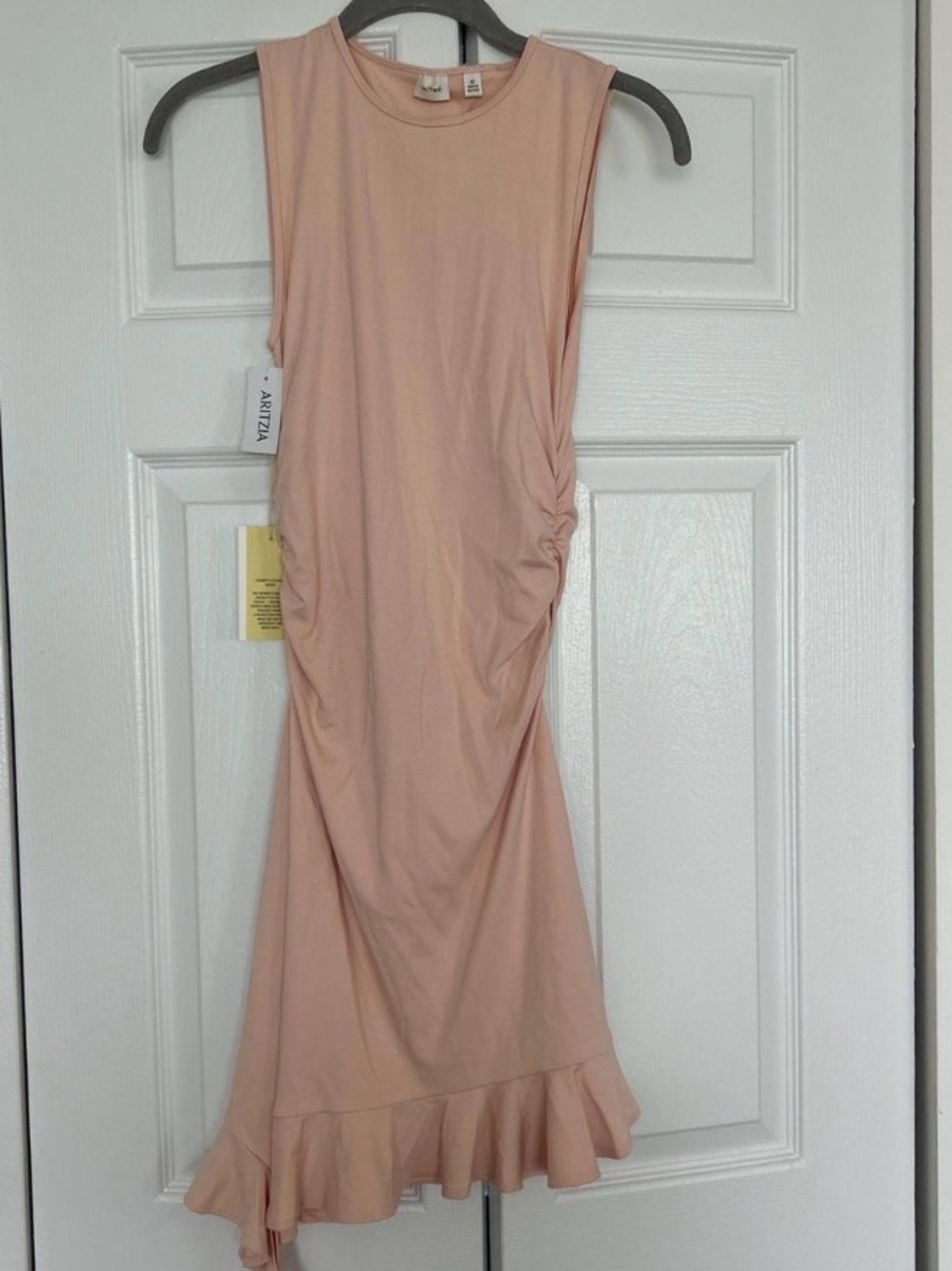 Aritzia Wilfred-Sleeveless Pink Ruffle Hem Midi Dress - Picture 11 of 11